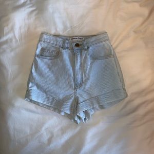 Blue and white high waisted shorts